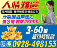 「台南借錢」分期攤還無壓力，我們想讓您借得安心，3-60萬，程序簡單「即樂貸」
